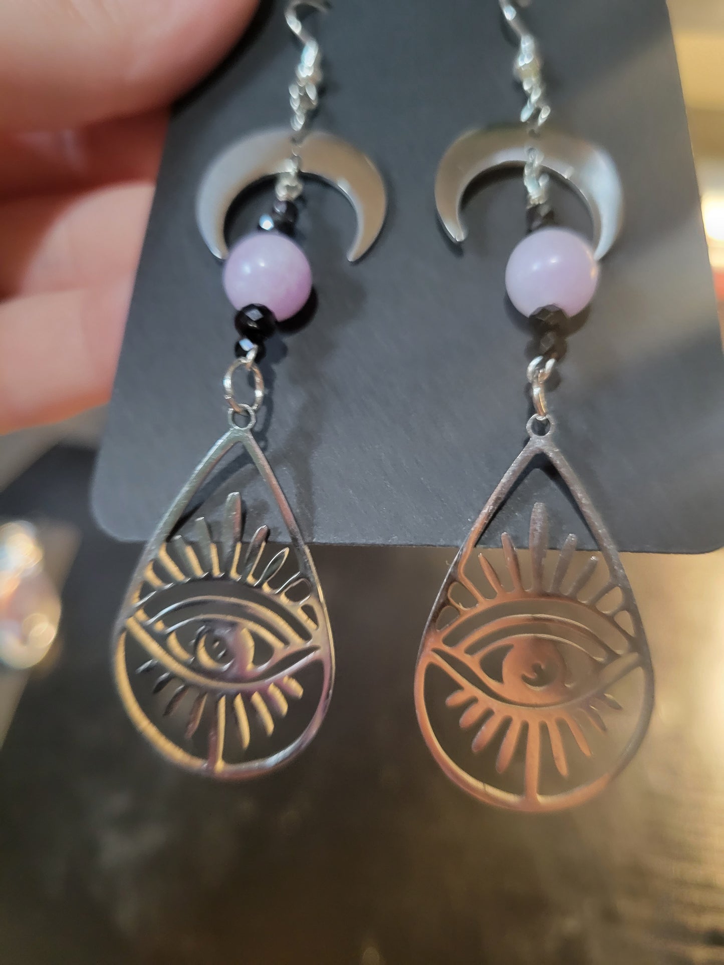 Lepidolite Moons Eye Earrings