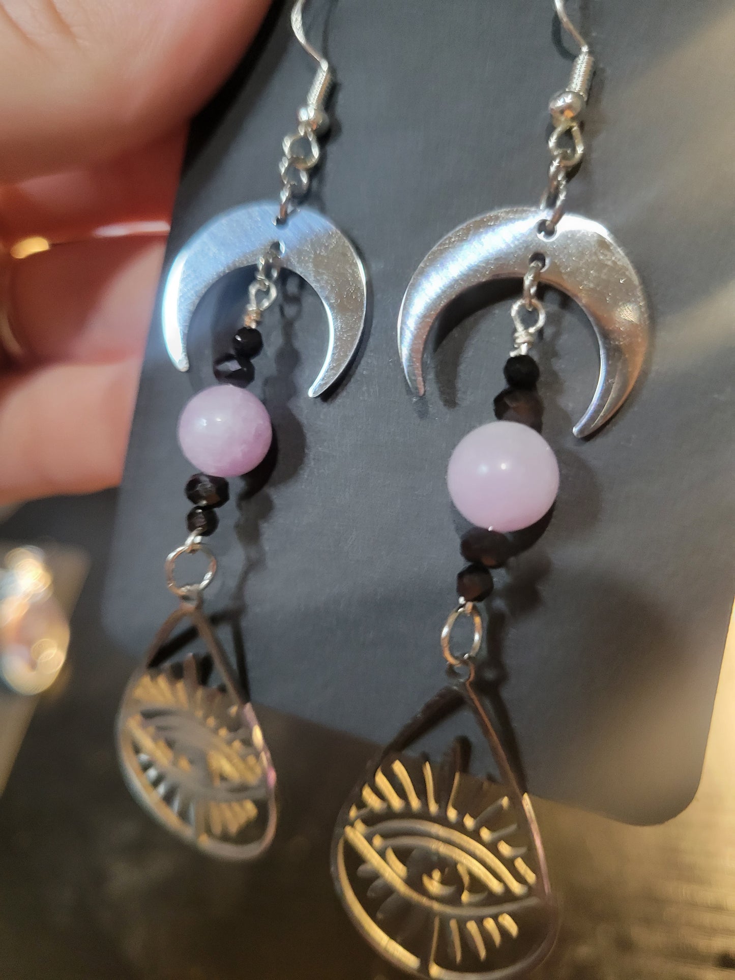 Lepidolite Moons Eye Earrings