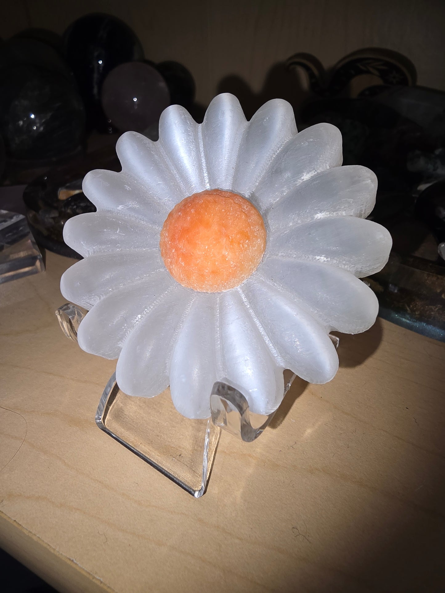 Selenite Flower Carving