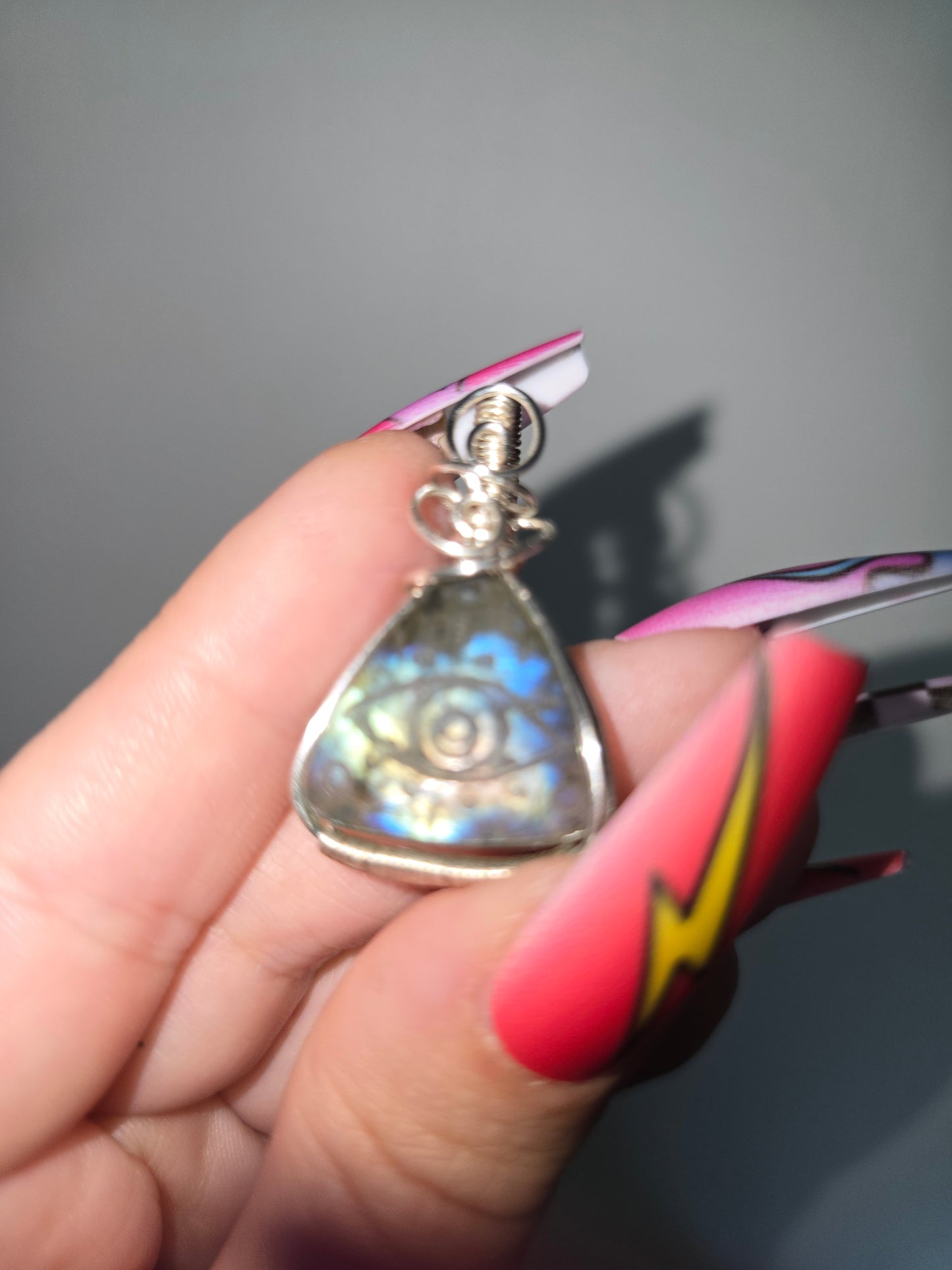 Labradorite Hand Carved Wrapped Pendant