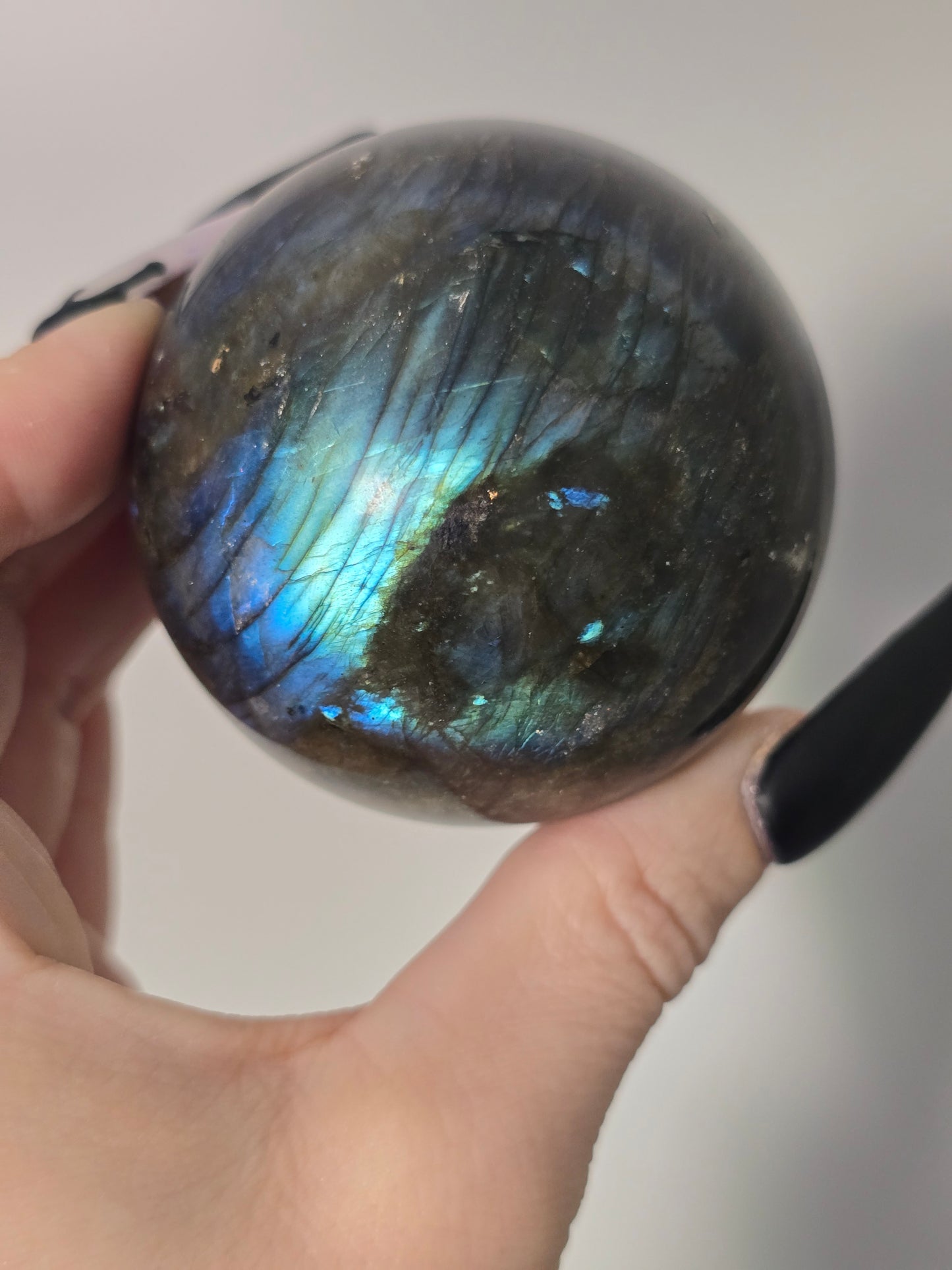 Blue & Green Flash Labradorite Sphere | Intuition, Possibility & Transformation