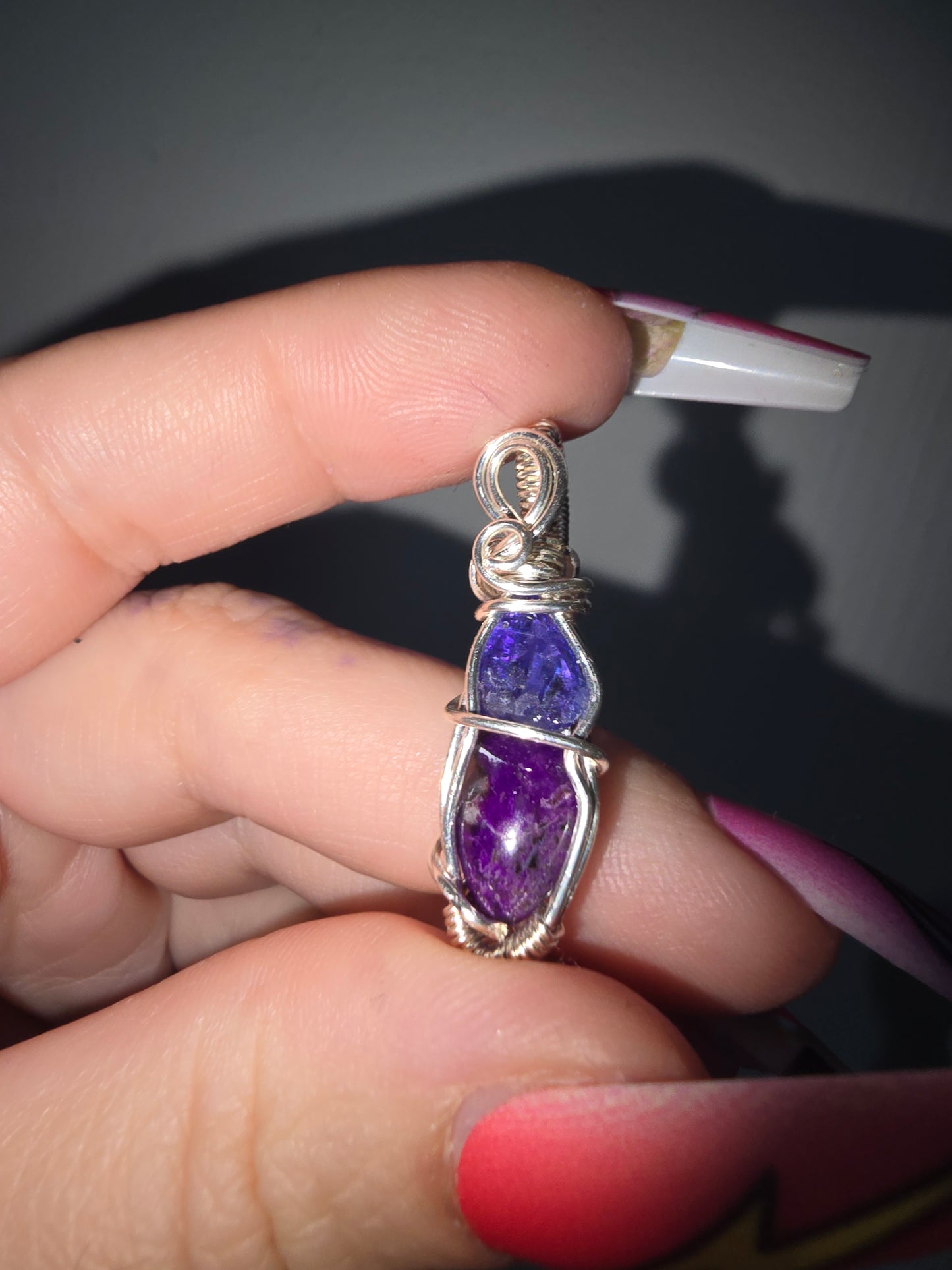 Tanzanite And Sugilite Wrapped Pendant