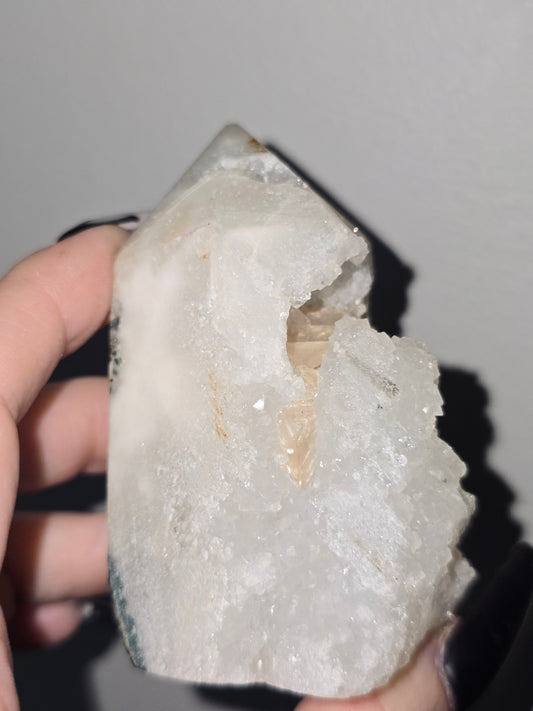 Apophyllite & Peach Stilbite Open Face Tower | Clarity, Peace & Heart-Centered Growth
