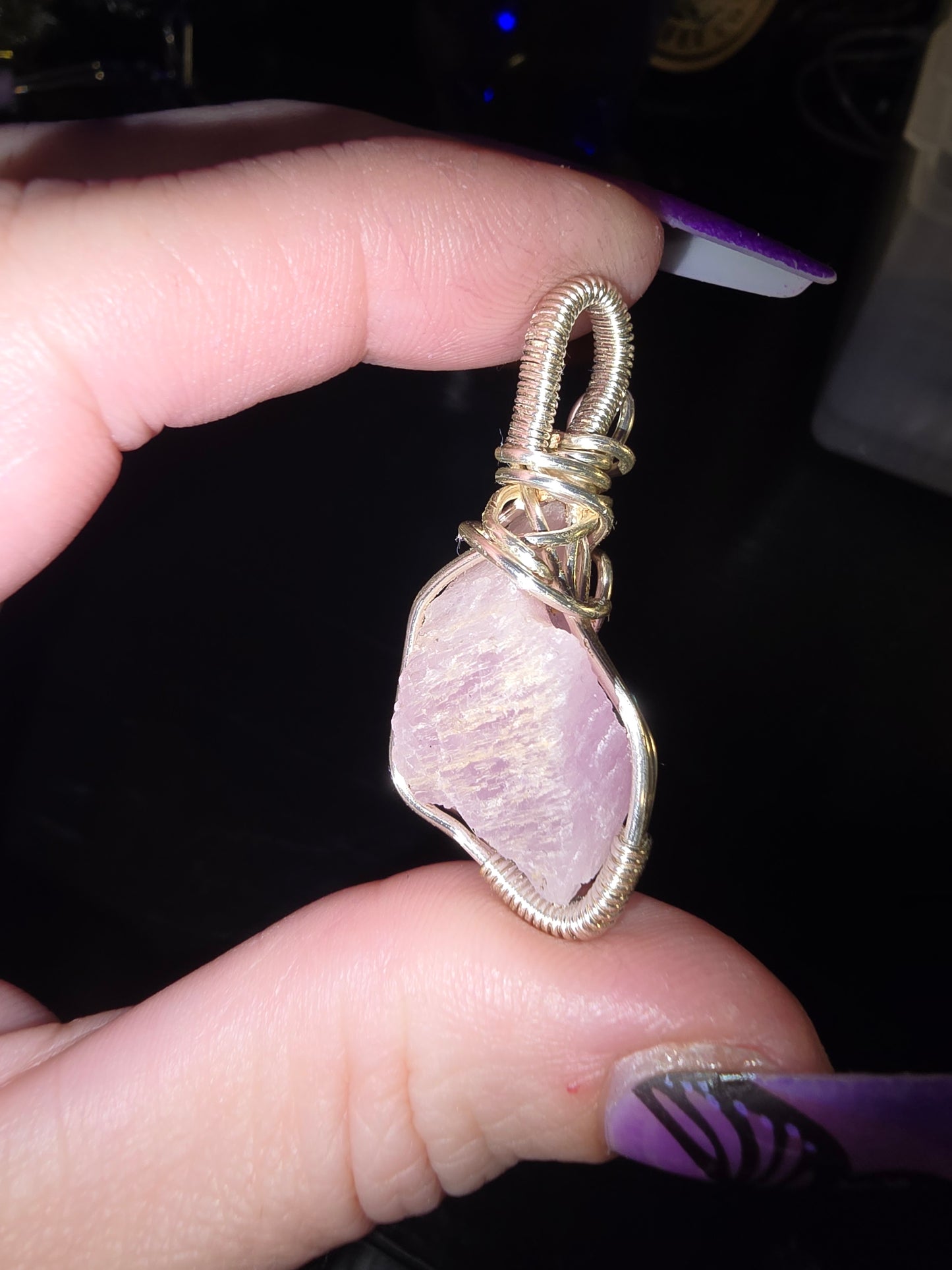 Raw Kunzite Wrapped Pendant