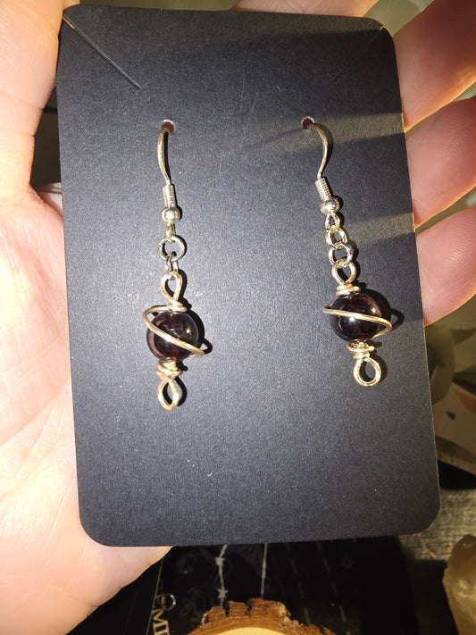 Garnet Planet Earrings