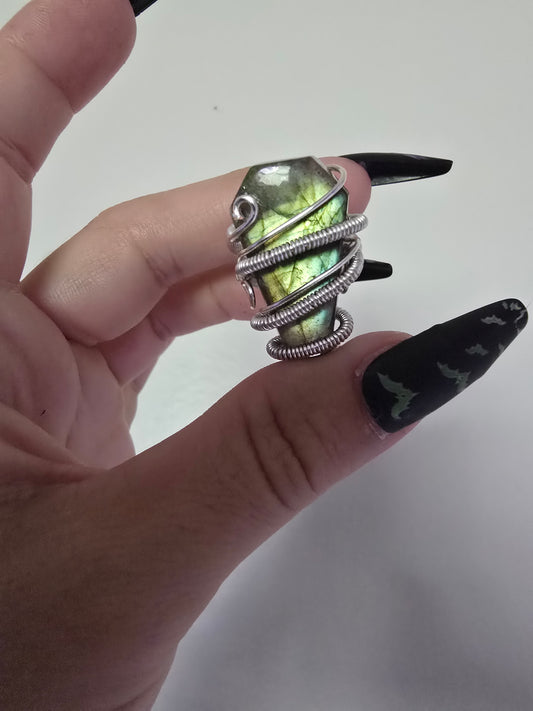 Labradorite Coffin Ring | Protection & Intuition Crystal Jewelry