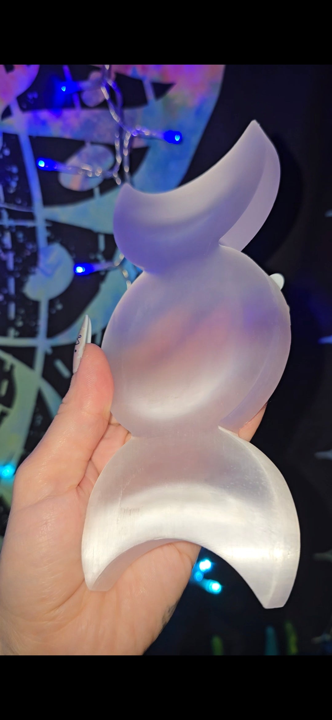 Triple Moon Selenite Charging Plate | Crystal Charging Dish