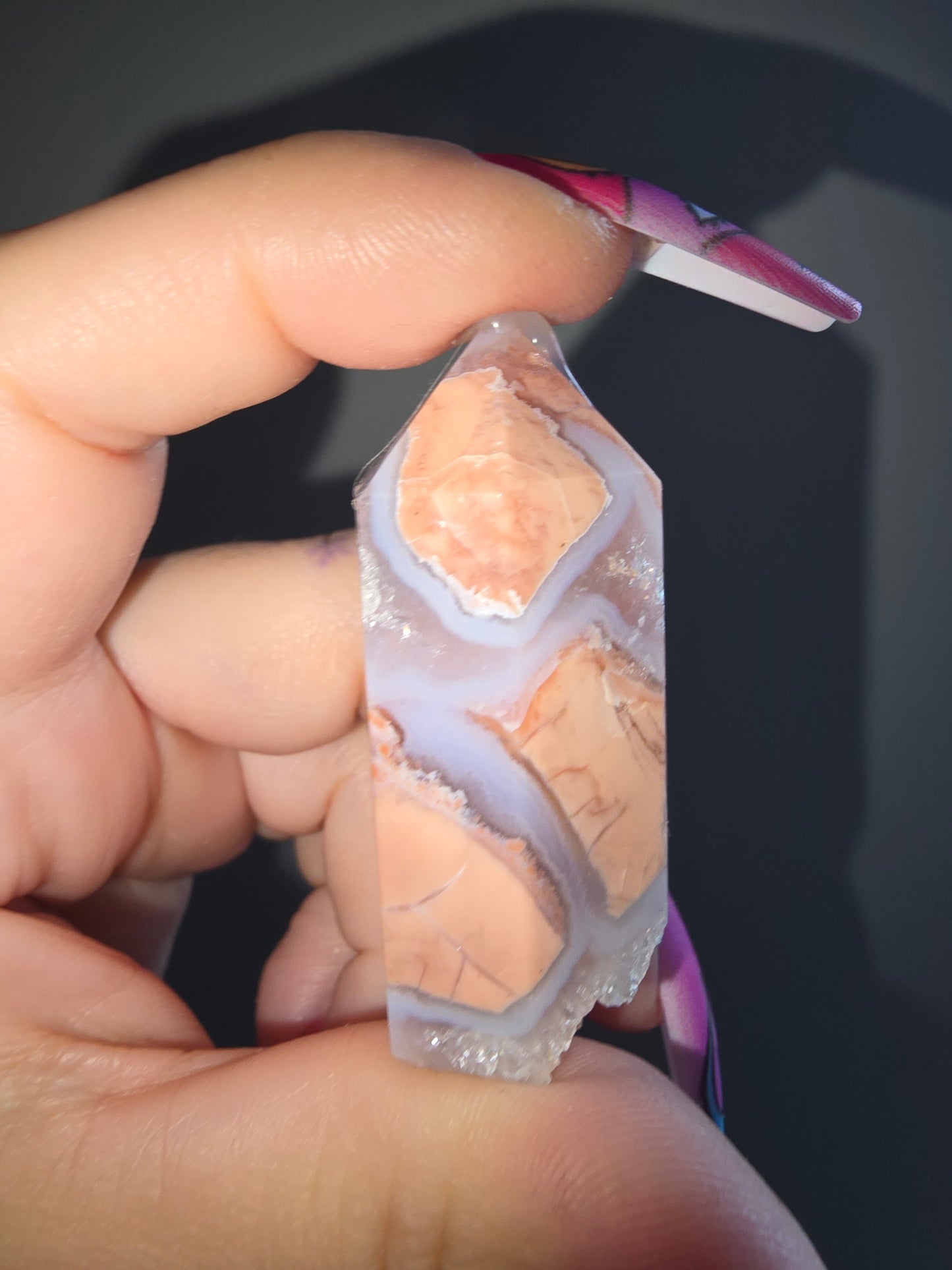 Cotton Candy Agate Druzy Tower