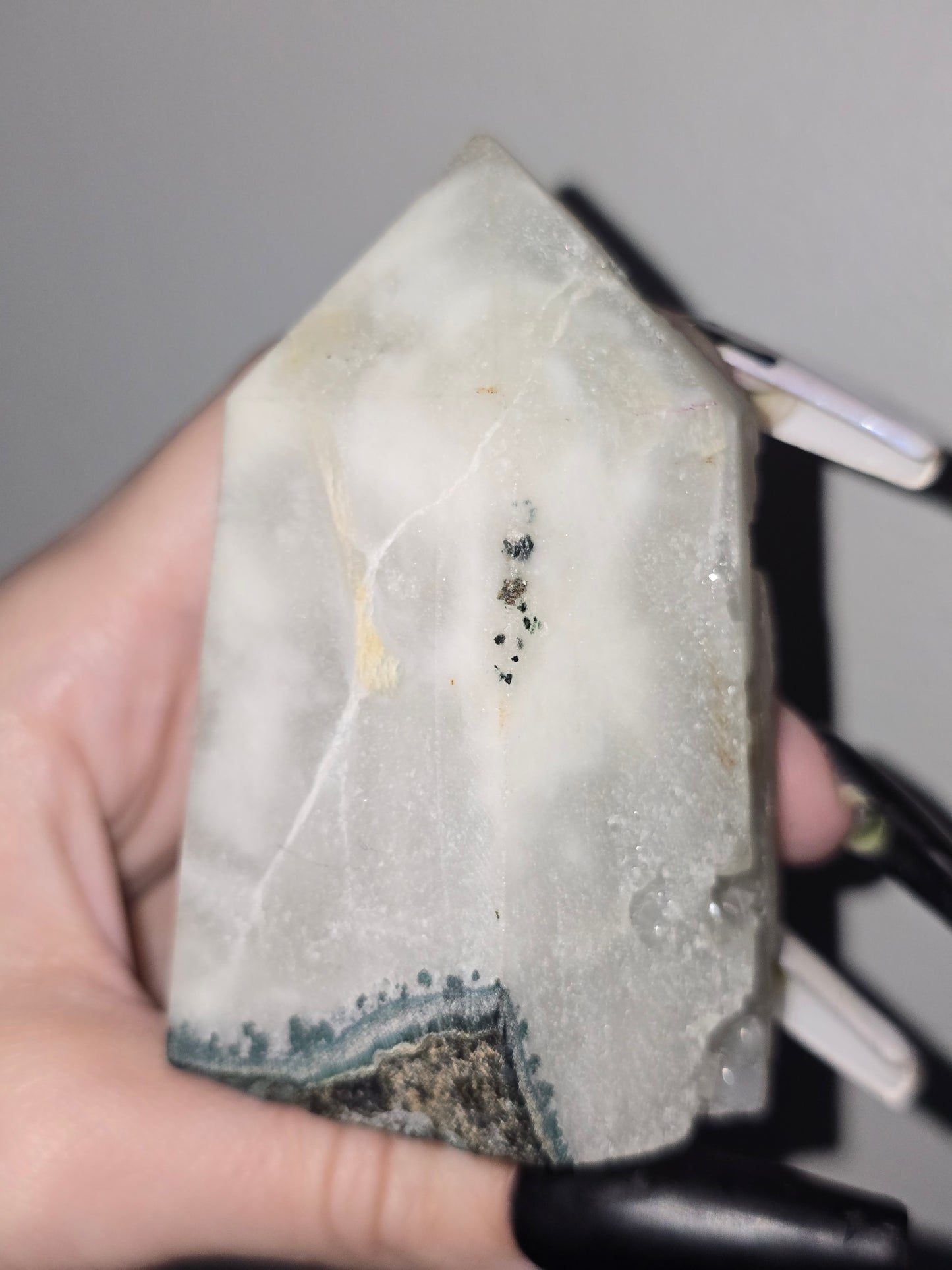 Apophyllite & Peach Stilbite Open Face Tower | Clarity, Peace & Heart-Centered Growth