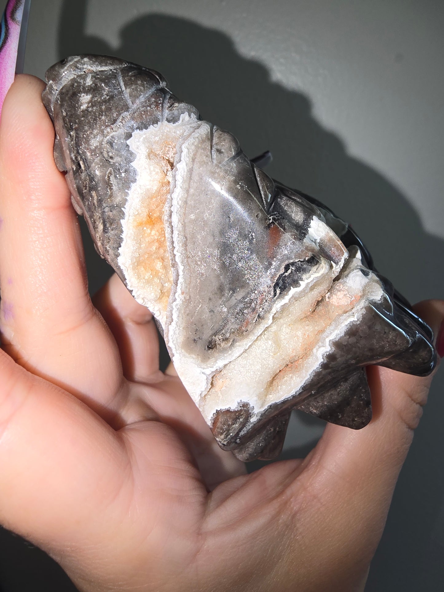 Lace Agate Dragon Head Carving