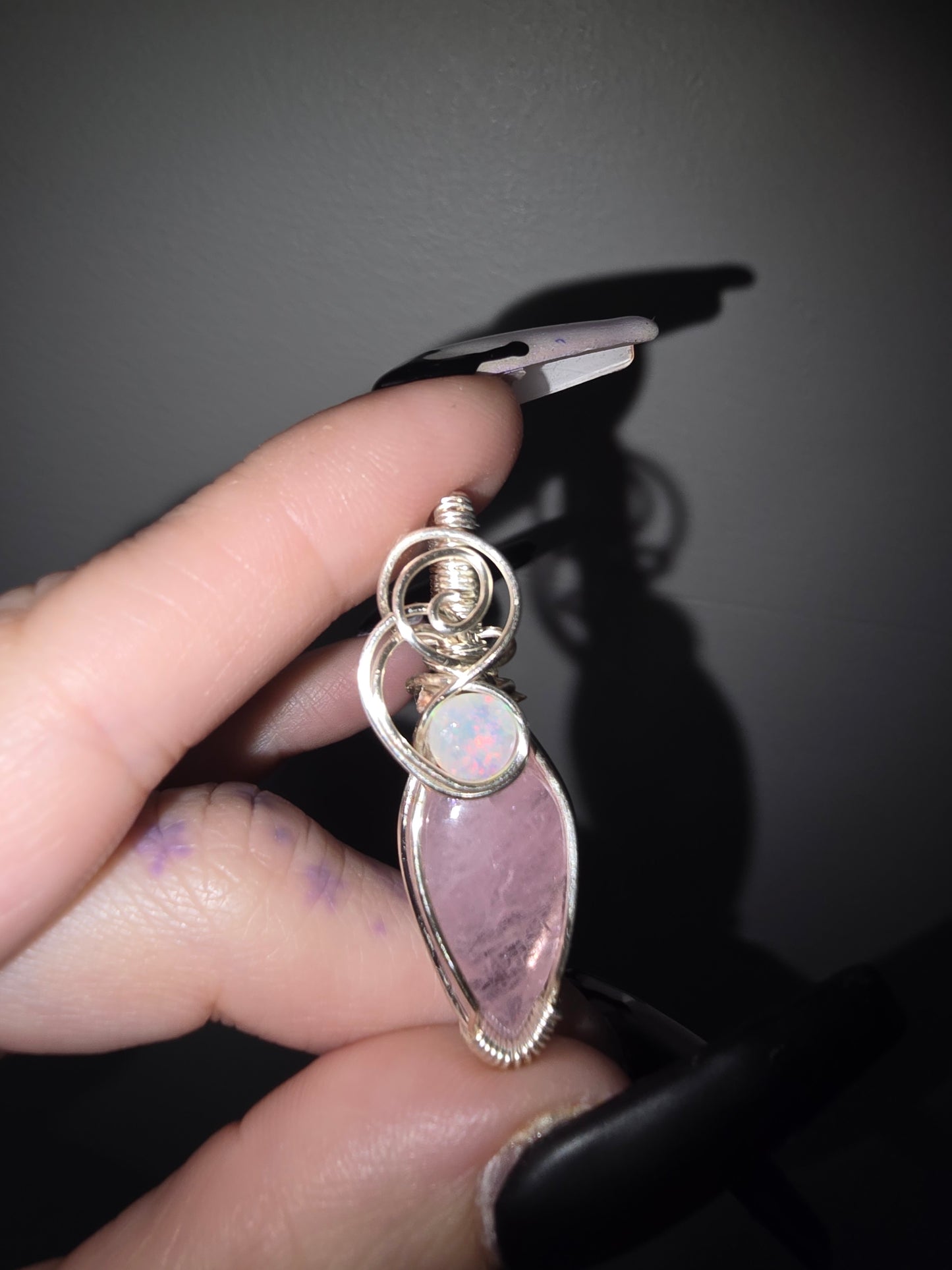 Morganite Pendant with Ethiopian Opal Accent | Love, Compassion & Emotional Healing