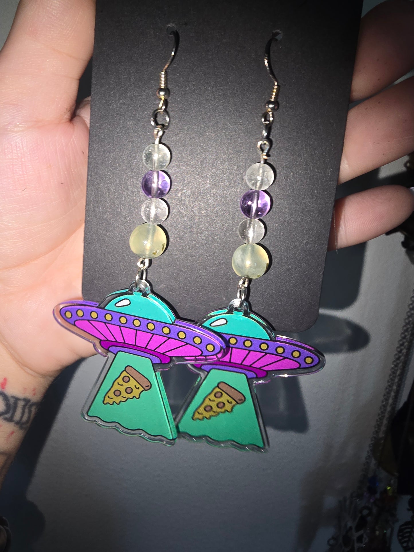 Ametrine Alien Pizza Earrings 925