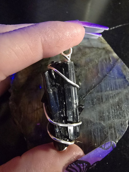 Black Tourmaline Wrapped Pendant