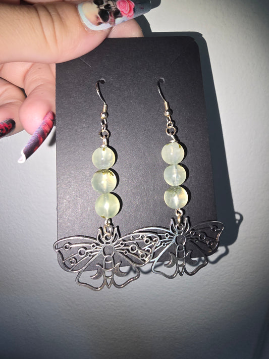 Prehenite Moth Earrings 925