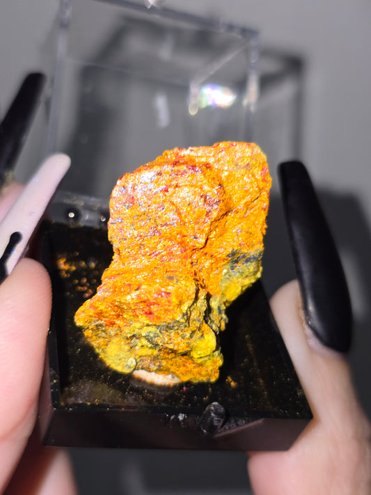 Realgar Specimen in Display Case | Rare Collector Mineral