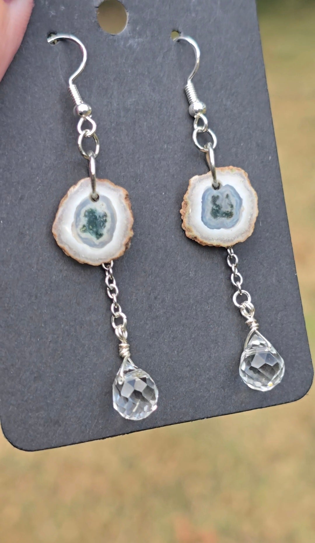 Solar Moss Agate Stalactite Earrings | Growth & Grounding