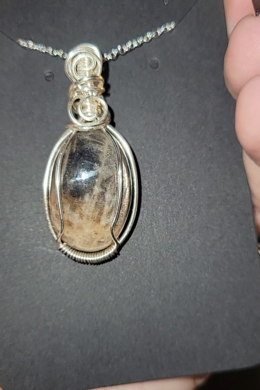 Black Sunstone Moonstone Pendant | Protection & Intuition Crystal Jewelry