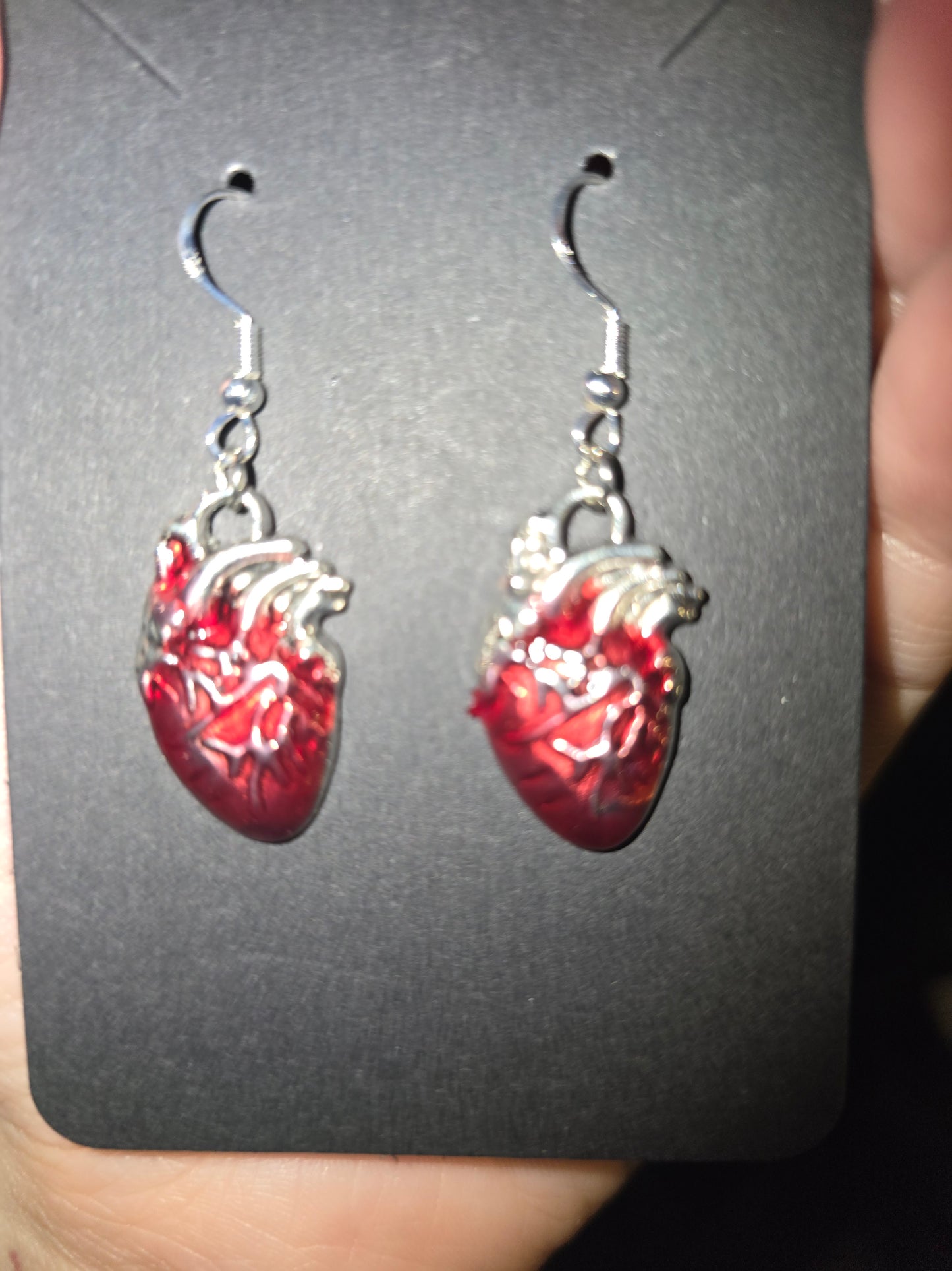 Red Anatomical Heart Earrings