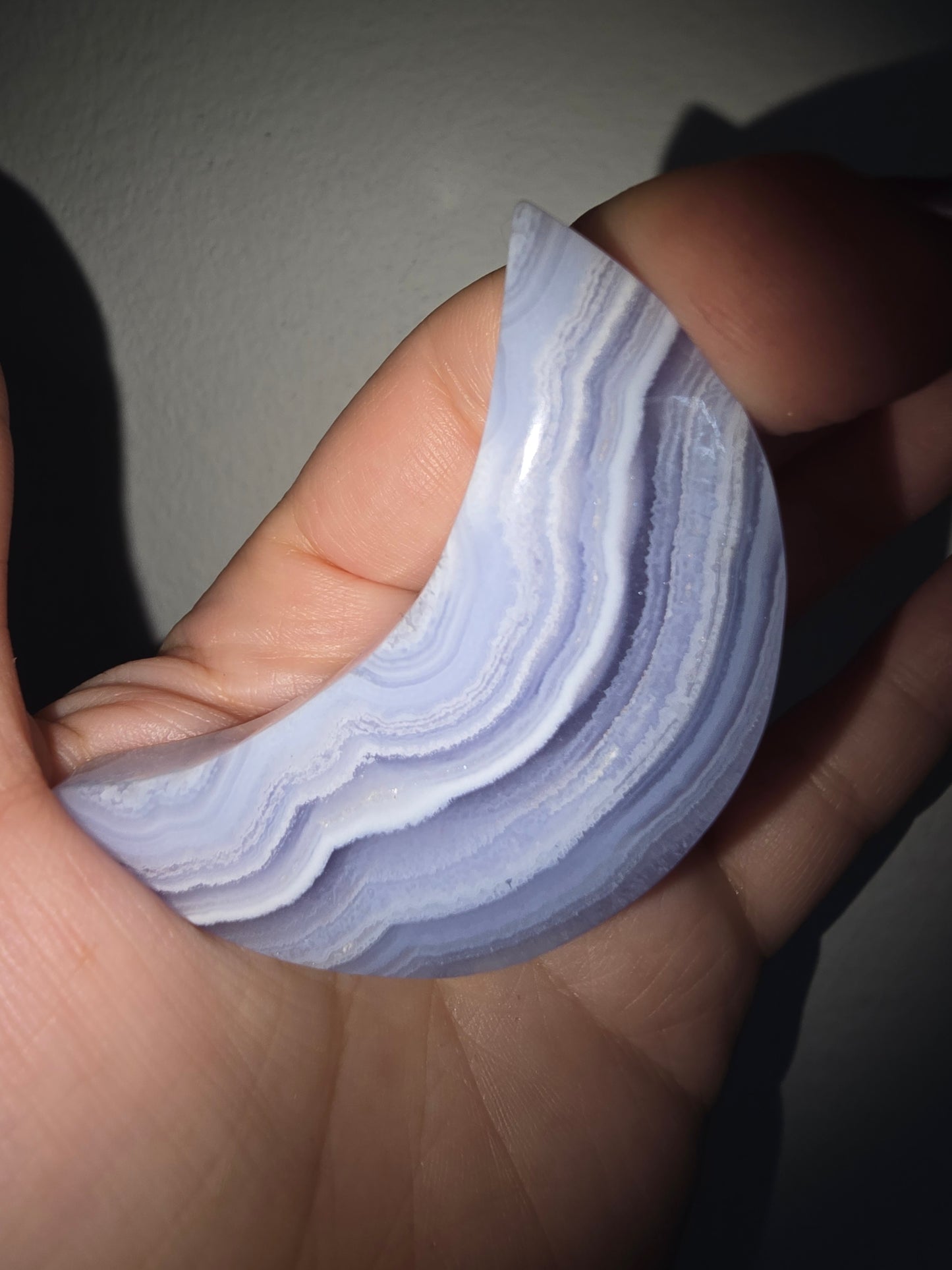 Blue Lace Agate Moon Carving