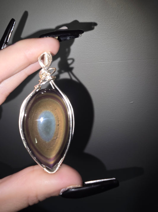 Rainbow Obsidian Pendant | Protection, Shadow Work & Emotional Healing