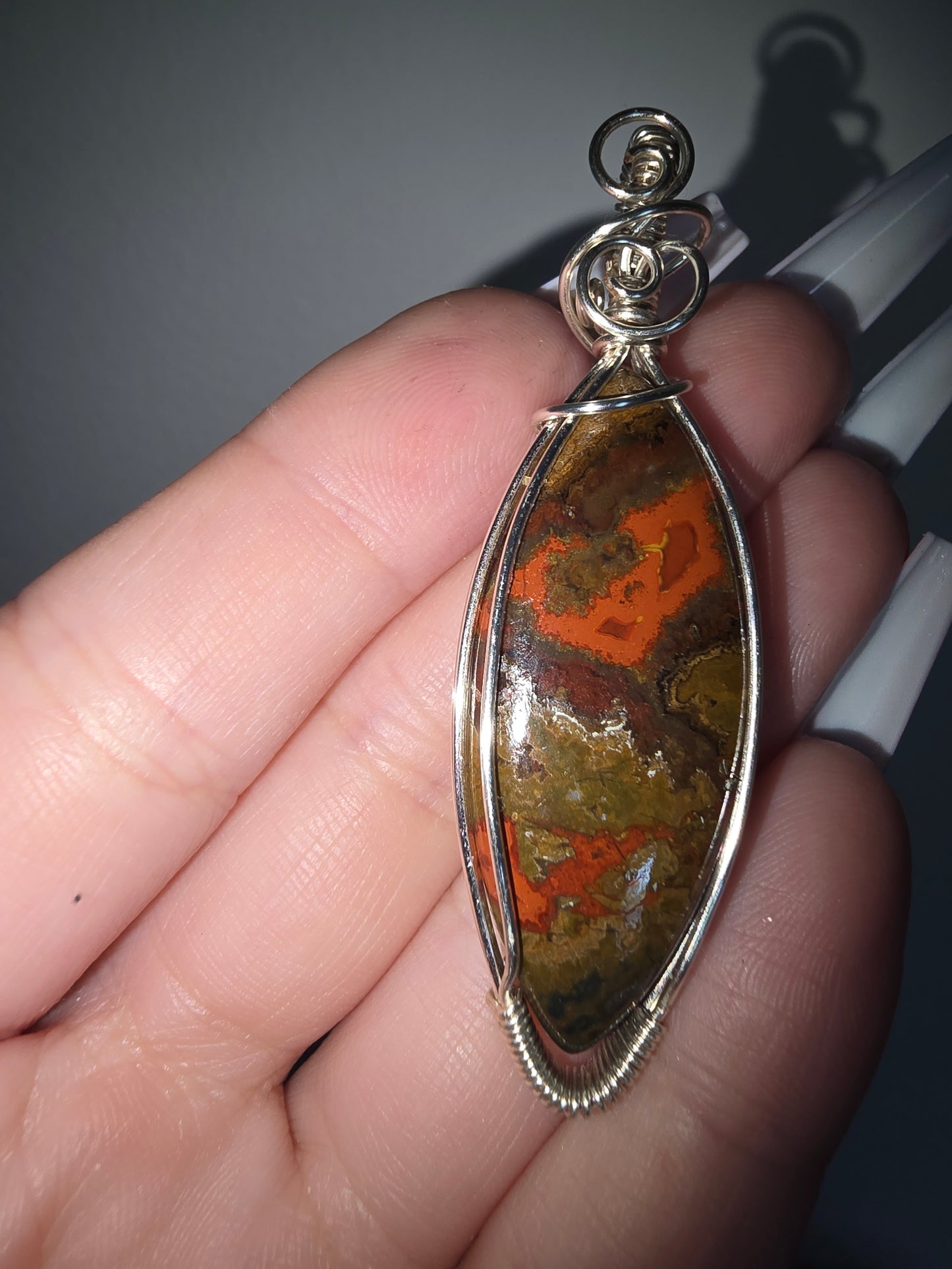 Mountain Atlas Agate Wrapped Pendant