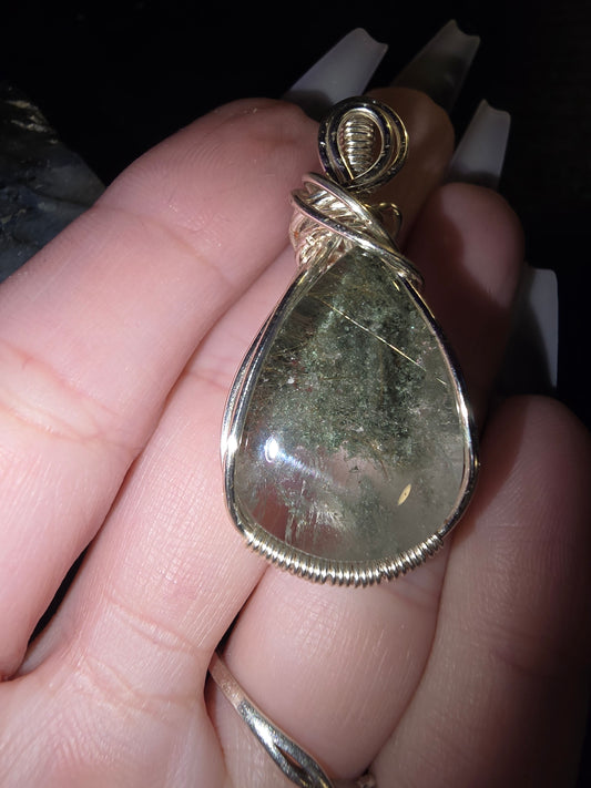 Garden Quartz w/ Rutile Wrapped Pendant