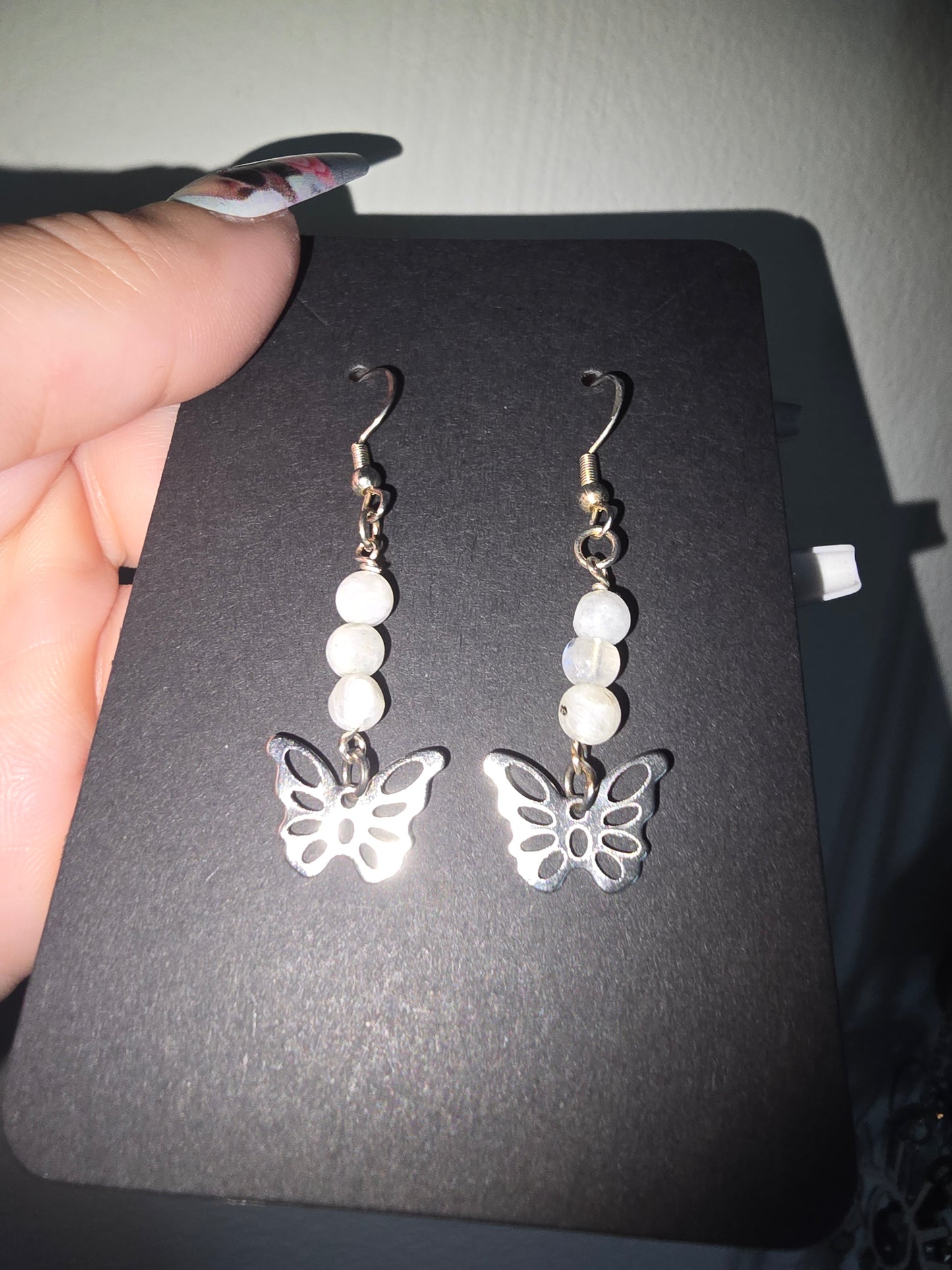 Moonstone mini butterfly Earrings 925
