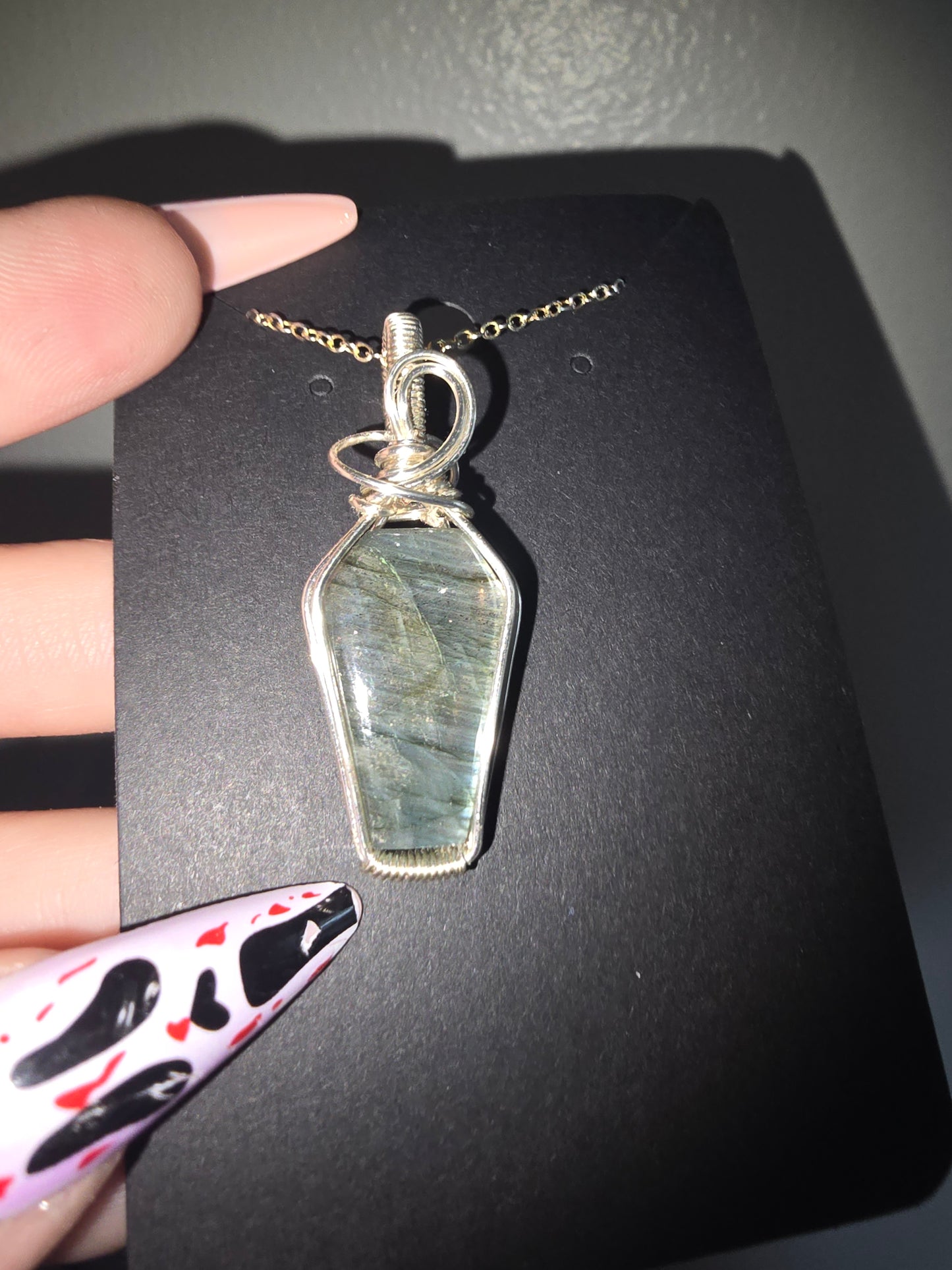 Labradorite Coffin Wrapped Pendant