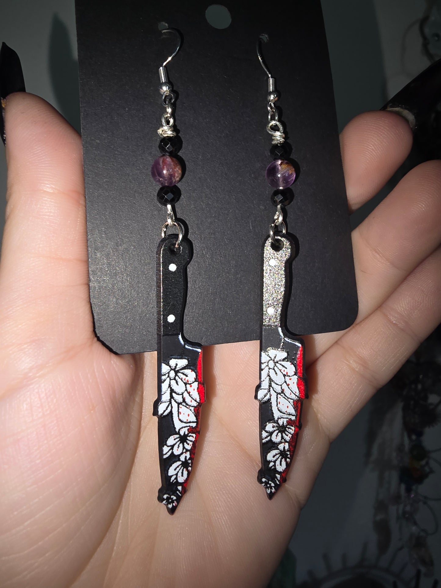 Stabby Earrings with Super 7 beads