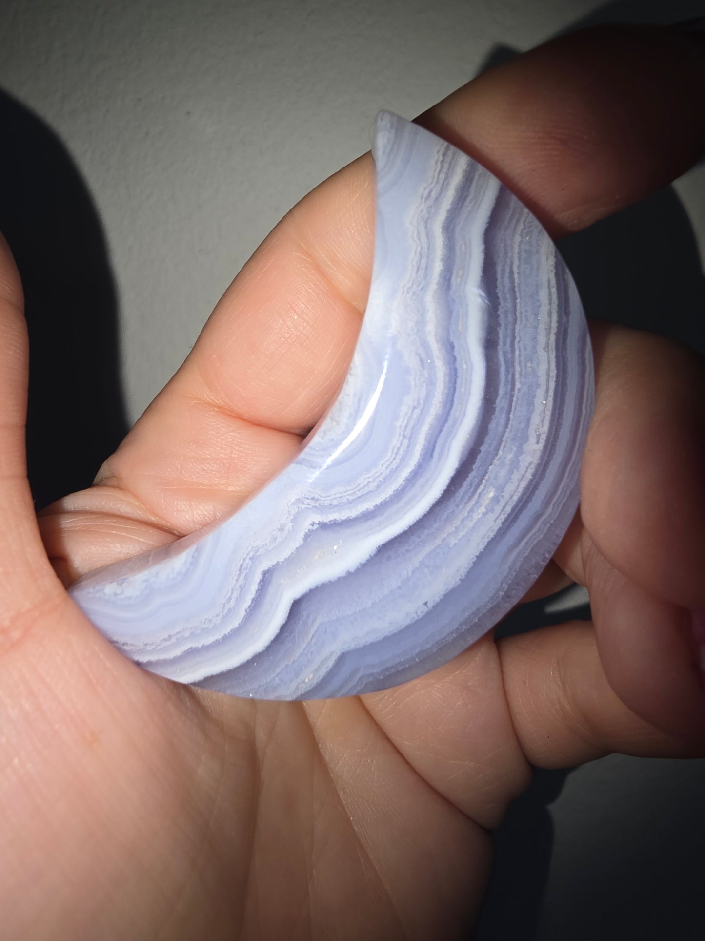Blue Lace Agate Moon Carving
