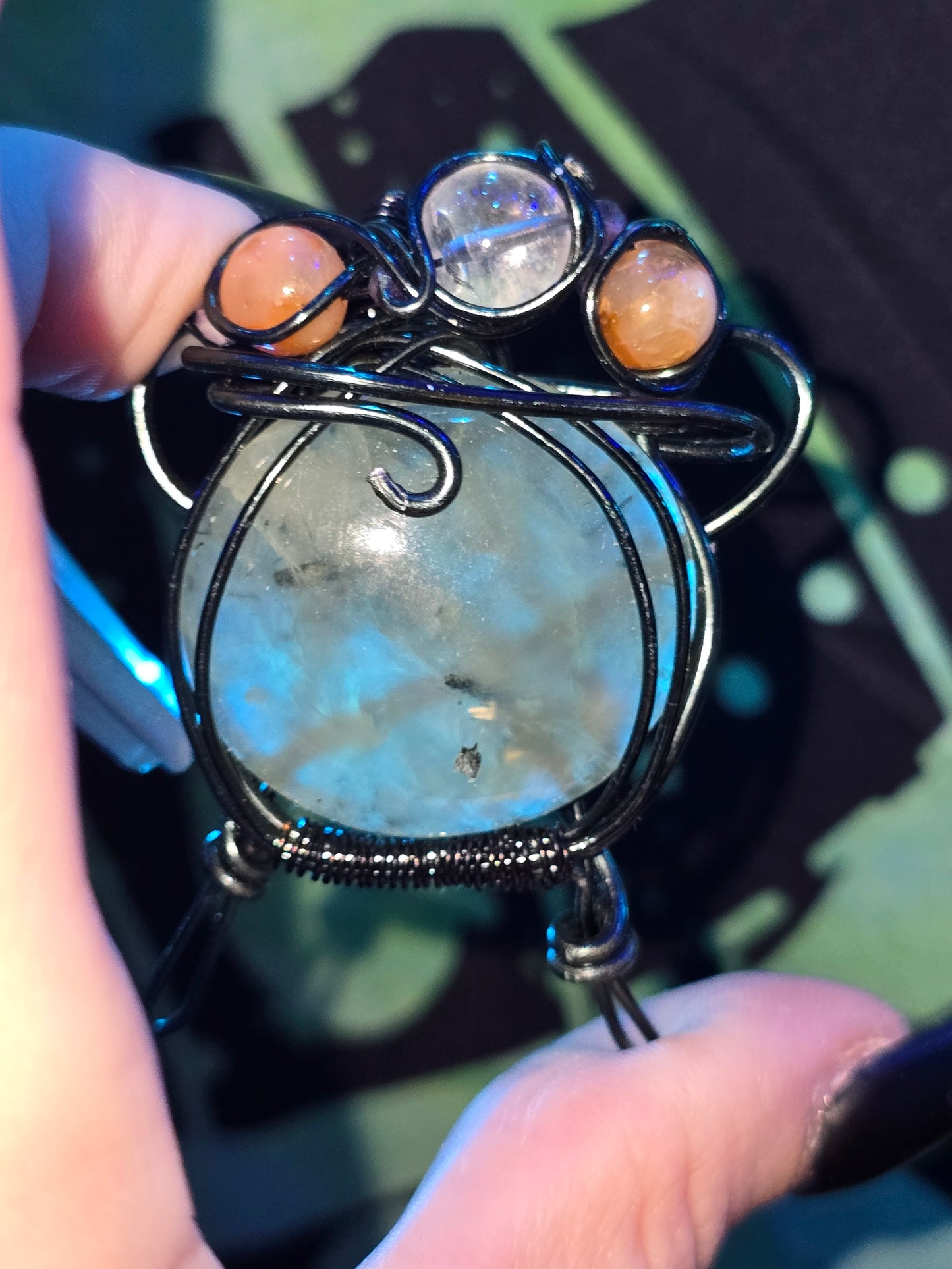 Handcrafted Prehnite Witch's Cauldron Pendant | One-of-a-Kind Artisan Piece