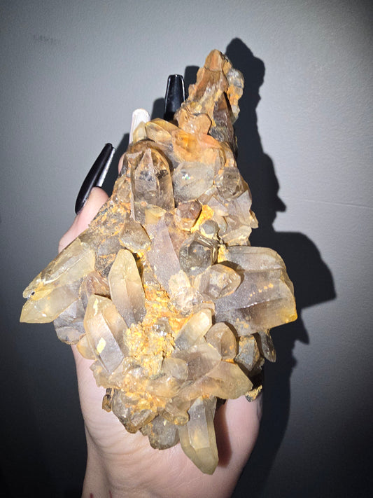 Iron-Kissed Smoky Quartz Cluster | Grounding, Protection & Ancient Earth Energy
