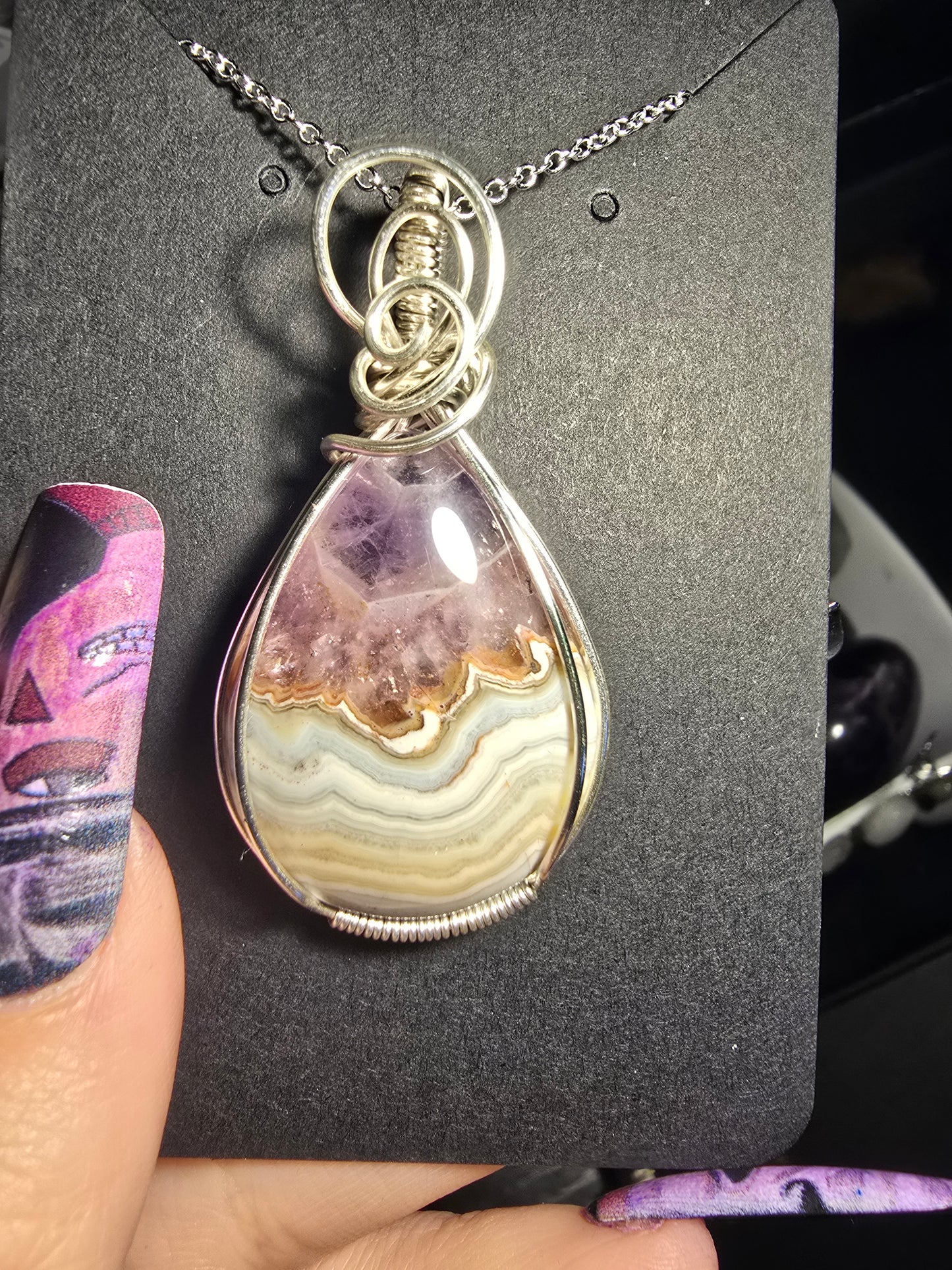 Amethyst Lace Agate Pendant
