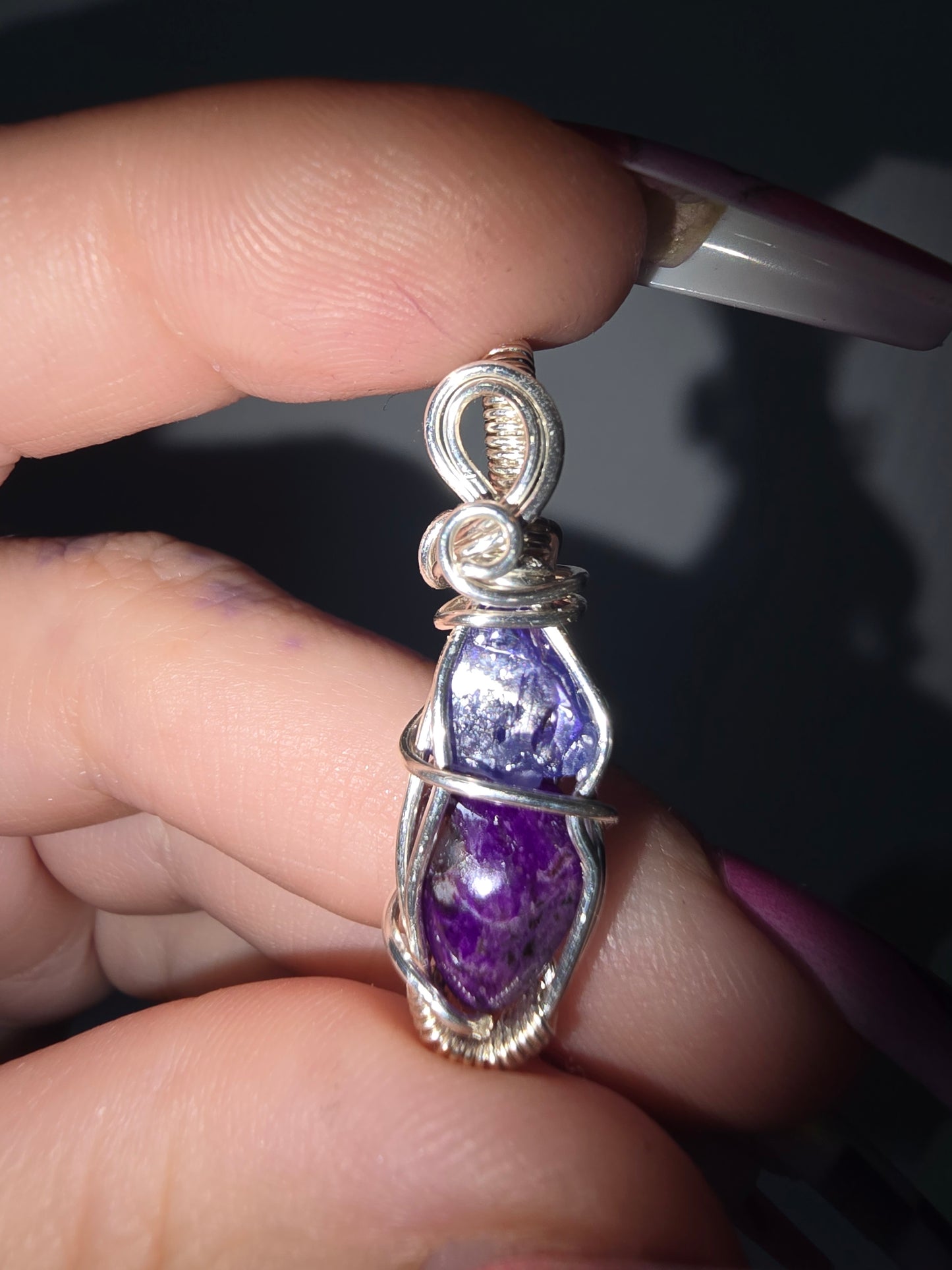 Tanzanite And Sugilite Wrapped Pendant