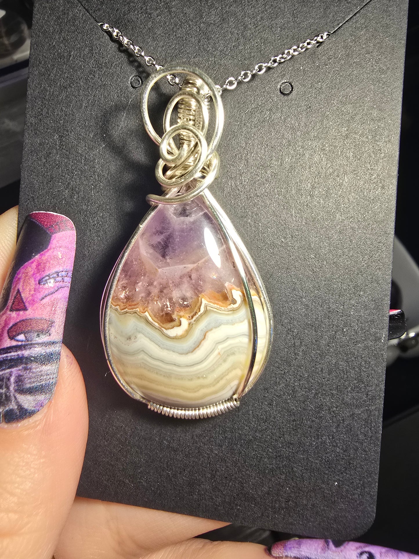 Amethyst Lace Agate Pendant