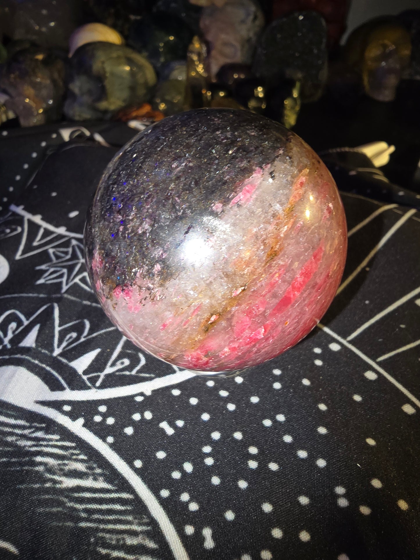 Icy Rhodonite Sphere 2
