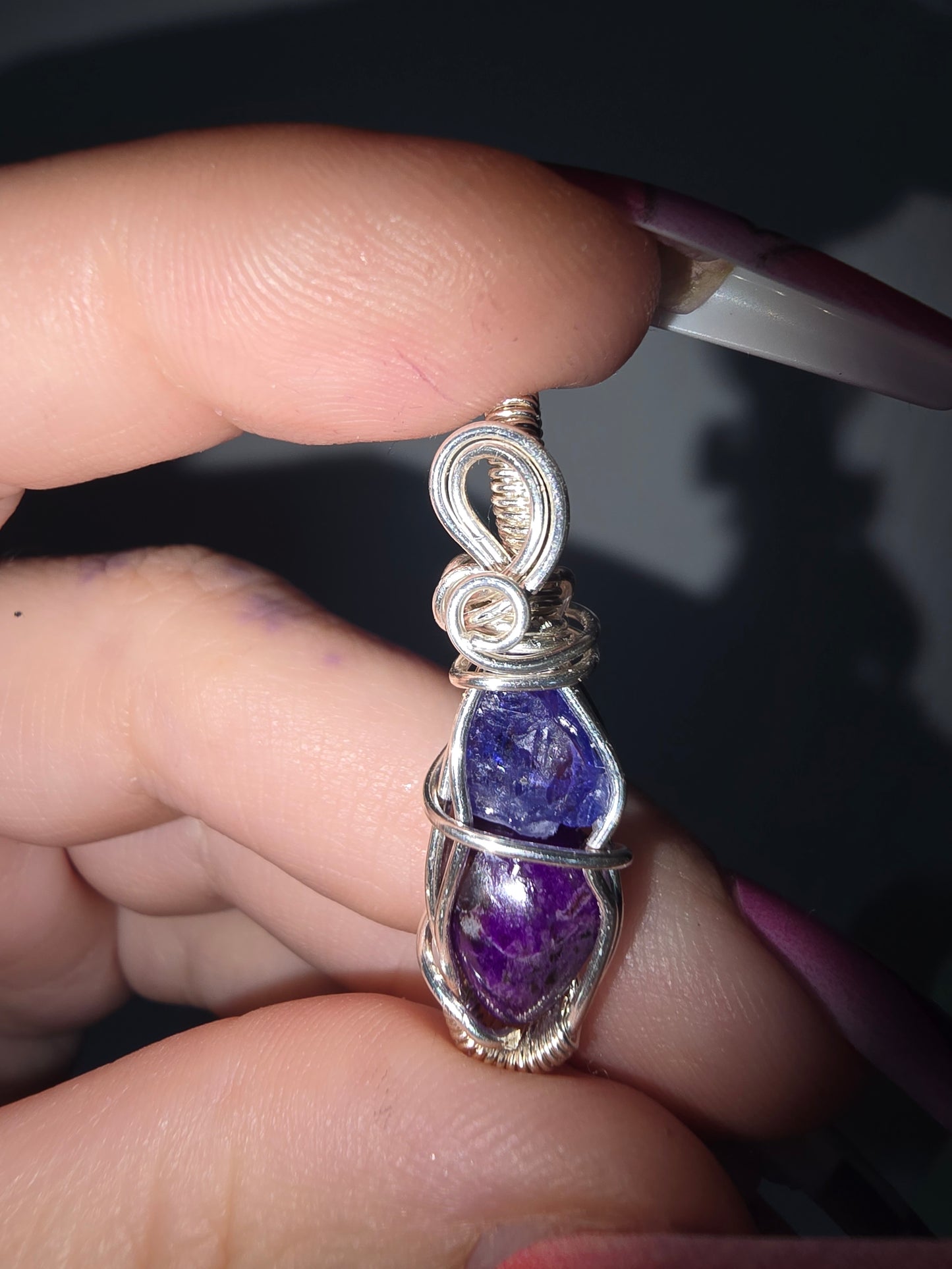 Tanzanite And Sugilite Wrapped Pendant
