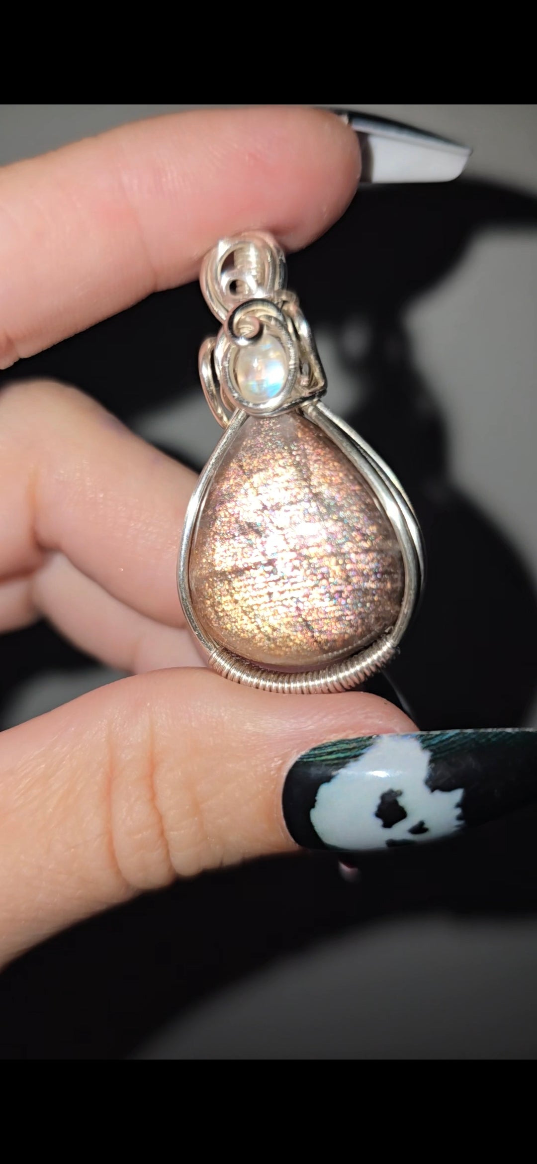 Coca Sunstone Moonstone w/Rainbow Moonstone Accent