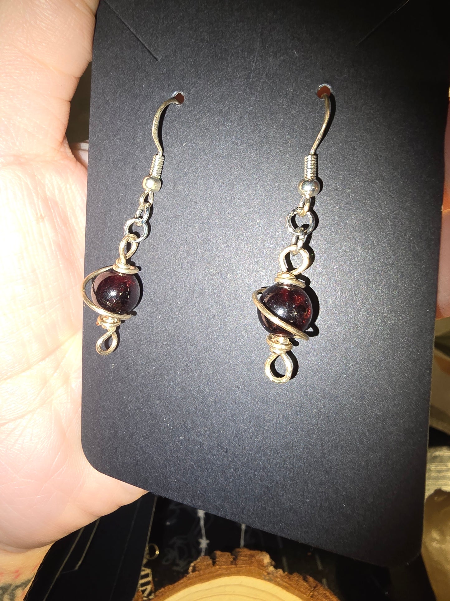 Garnet Planet Earrings