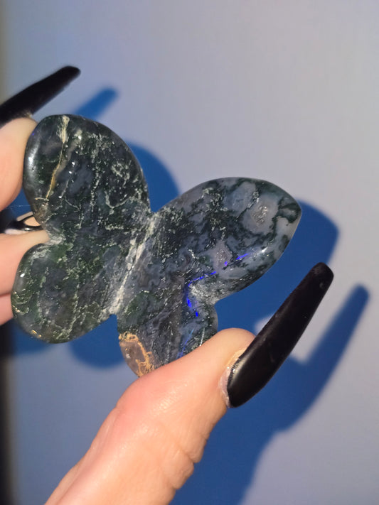 Moss Agate Butterfly Magnet | Crystal Butterfly Home Décor