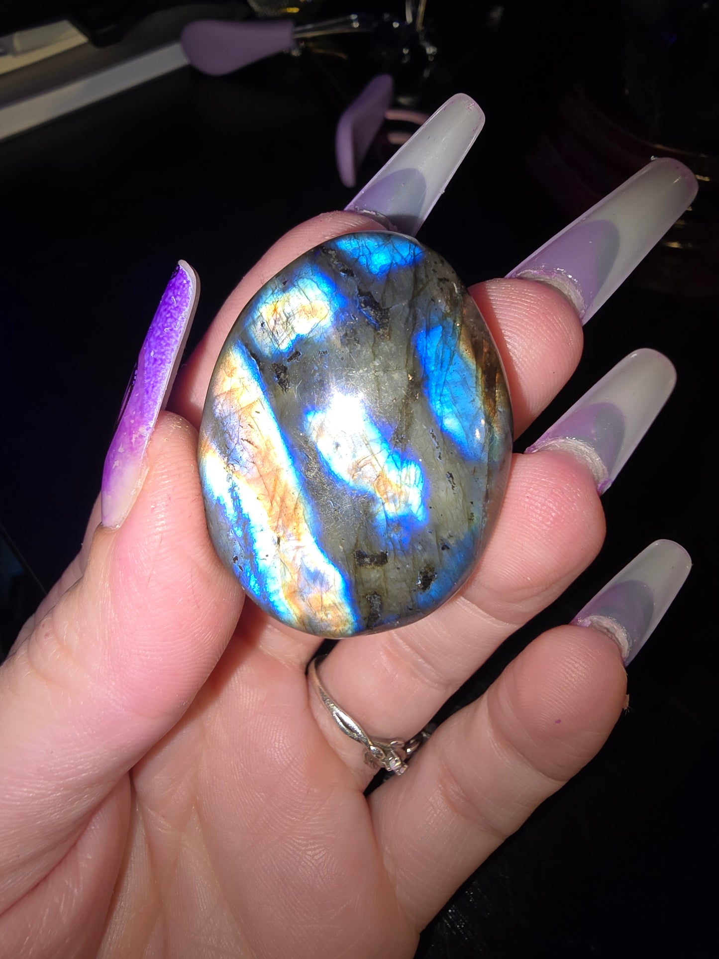 Carved Labradorite Palm Stone