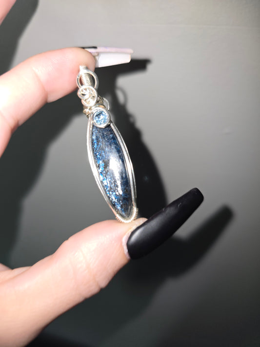 Gemmy Blue Kyanite Pendant with Blue Topaz Accent | Clarity, Communication & Alignment