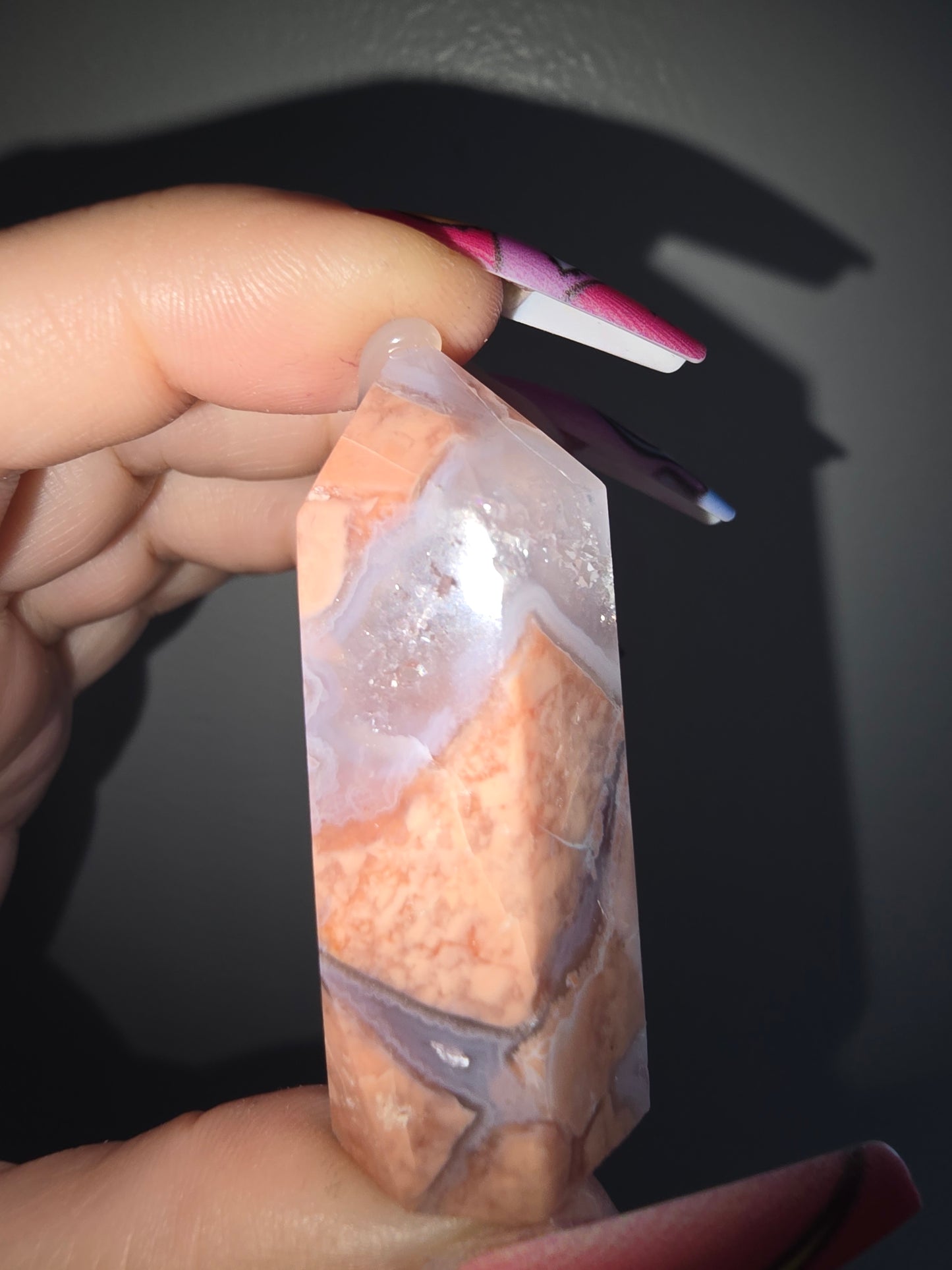 Cotton Candy Agate Druzy Tower