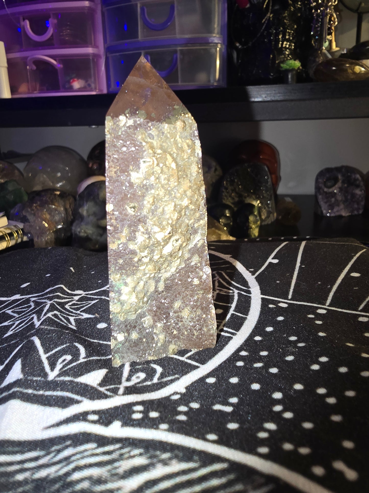Fluorite Pyrite Half Raw Tower