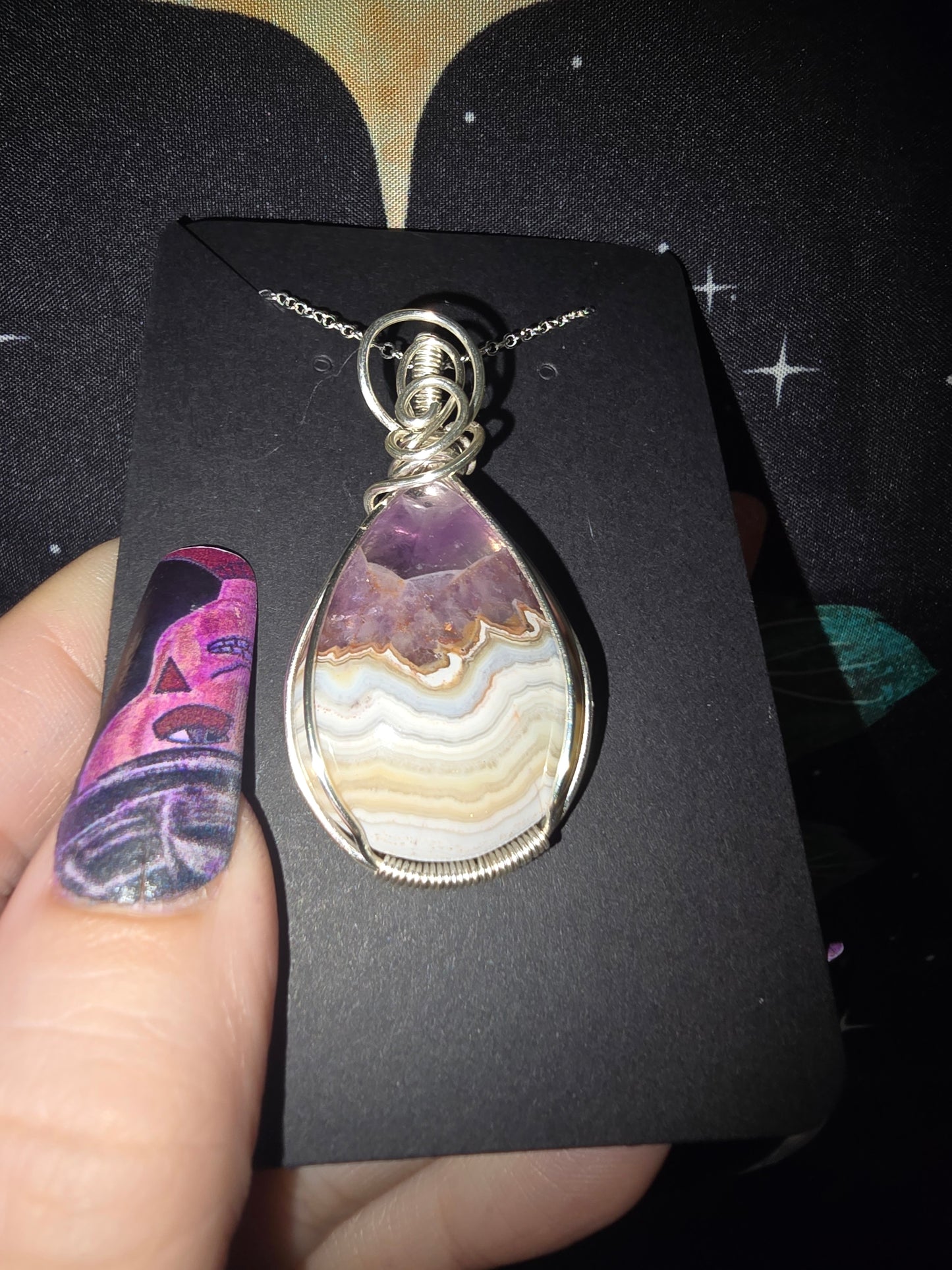 Amethyst Lace Agate Pendant