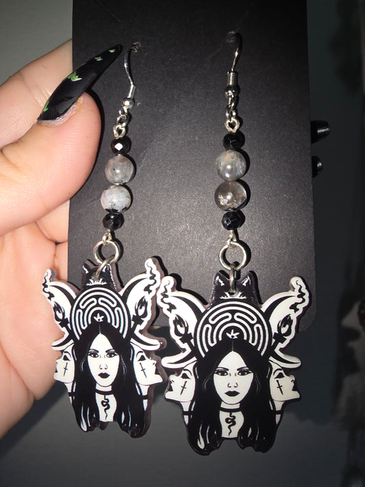 Hecate Moonstone Earrings | Protection & Intuition Crystal Jewelry