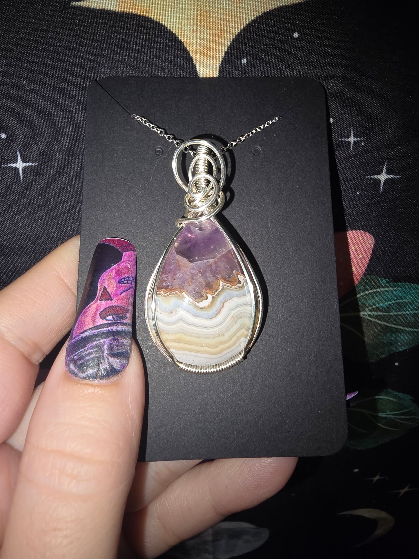 Amethyst Lace Agate Pendant