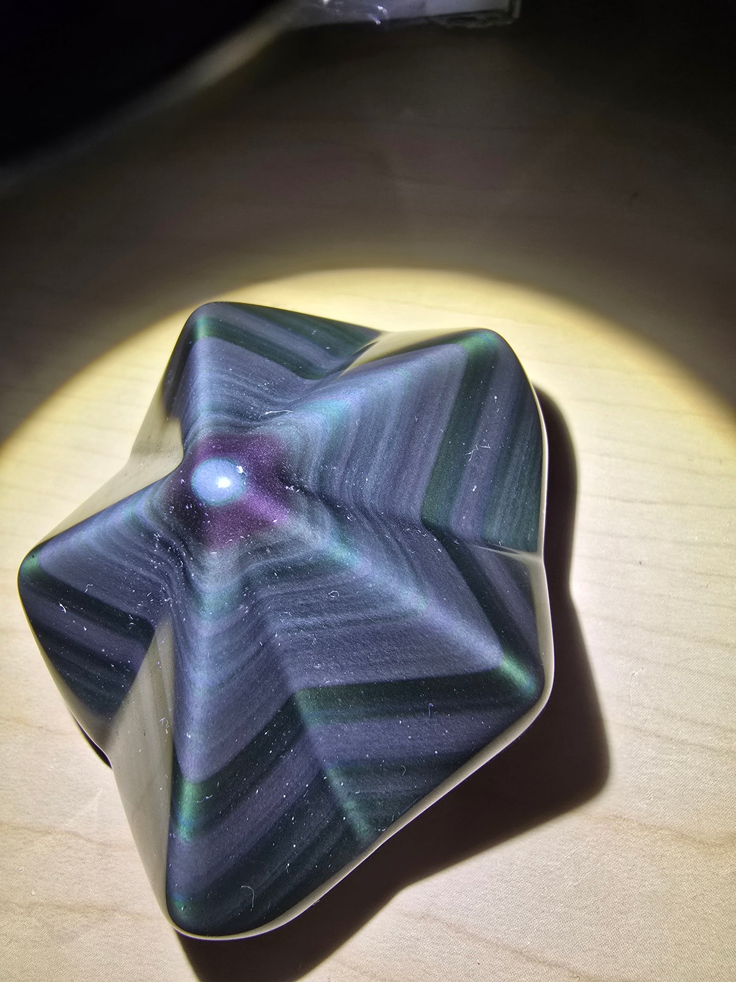 Rainbow Obsidian Star Carving 1