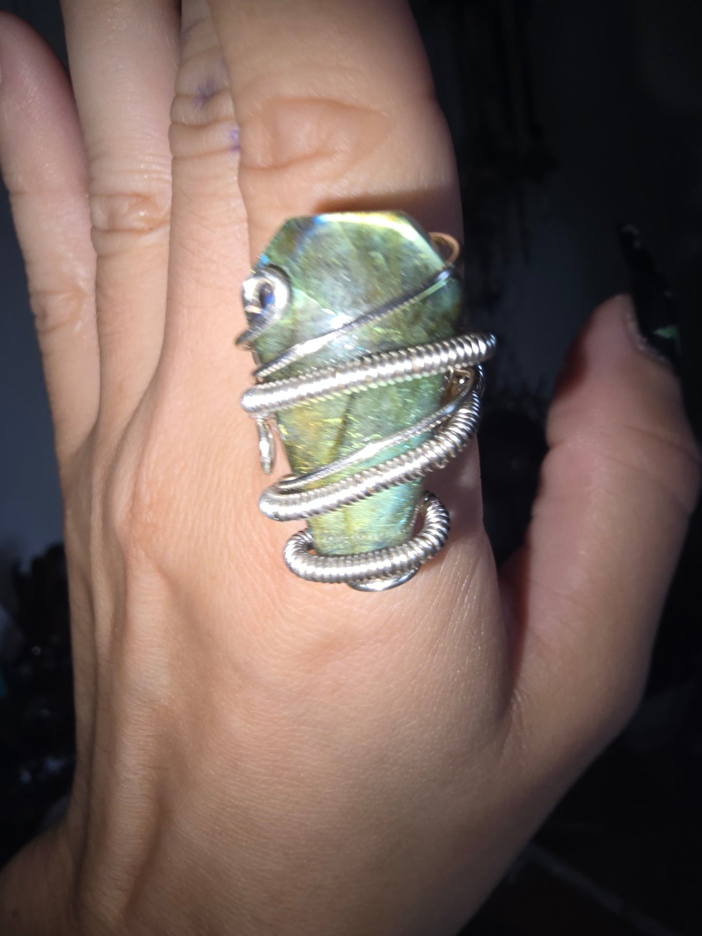 Labradorite Coffin Wrapped Ring