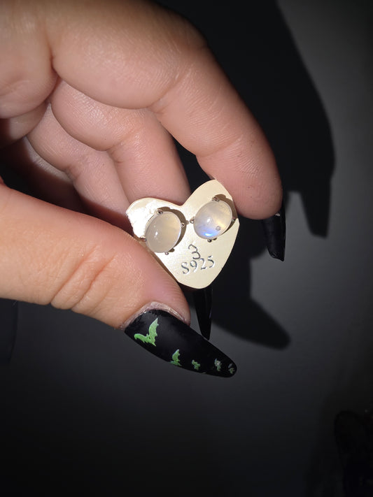 Moonstone Stud 925 Earrings | Protection & Intuition Crystal Jewelry